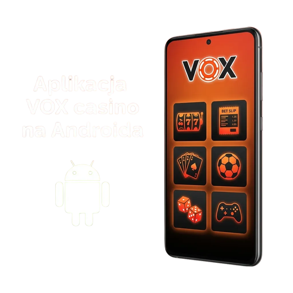 VOX casino Android app interface showing sports betting and casino games available for free download