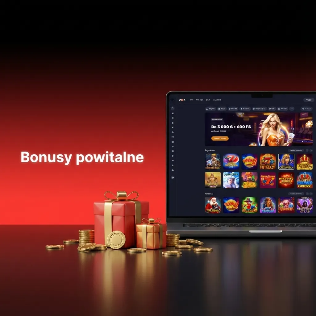 Table showing welcome bonus structure with four deposit tiers, bonus amounts up to 10,000 PLN, and free spins for new players.